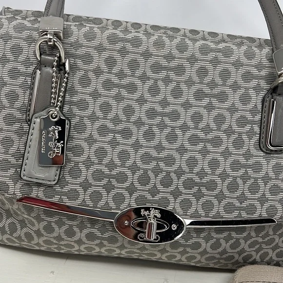 Coach Madeline Madison 25215 Gray Jacquard Leather Satchel Shoulder Crossbody